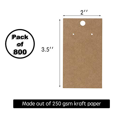 800 Pack Earring Cards - Brown Cards for Earring Display - Hanging Earrings - 2 x 3.5 Inches - Brown (Bulk Pack of 800) - color: 800 PACK