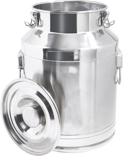 22 Liter 5.8 Gallon Stainless Steel Milk Can Milk Bucket Wine Pail Bucket Large Capacity Milk Can Tote Jug with Sealed Lid and Carry Handle - size: 22L