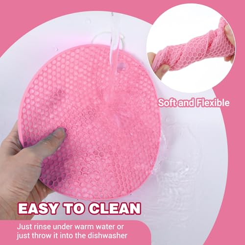 3Pcs Rubber Jar Opener,Round Large Jar Opener Gripper Pad Multipurpose Openers for Seniors Kitchen Non-Slip Coasters for Weak Hands,6.7x6.7Inch - Pink - color: Pink
