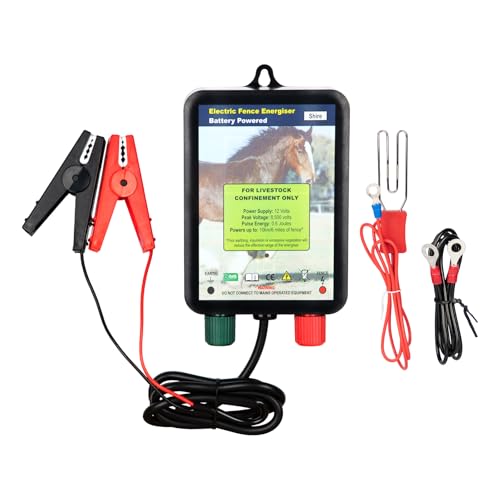 EF050 0.6 Joule Battery-Powered Electric Fence Energizer, 15miles/50acres Electric Fence for Dogs, High Power Low-Impedance Electric Fence for Secure Your Area with Confidence