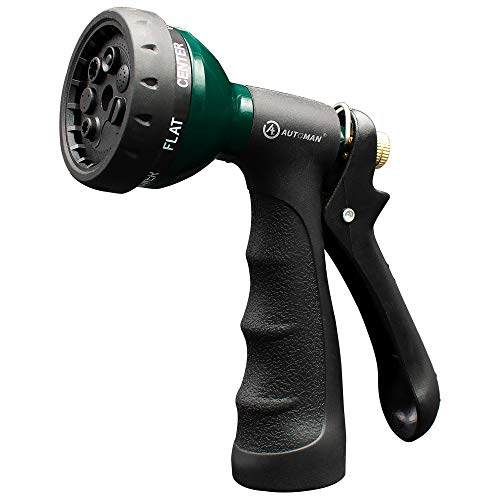 AUTOMAN Garden Hose Nozzle, Metal Water Spray Nozzle - color: Black