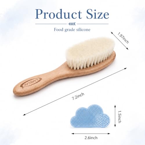Baby Hair Brush & Comb Set, Organic Wooden Hairbrush Natural Goat Bristles for Newborns & Toddlers, Ideal for Cradle Cap & Itching, Perfect Shower and Registry Gift for Infant, Toddler (2pcs-Blue) - size: 2pcs-Blue