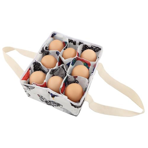 Eggs Collecting Basket, Large Egg Bags with 9 Pouches, Durable Canvas Egg Holder for Duck, Chicken, Goose Eggs(COLOR:White) - color: White