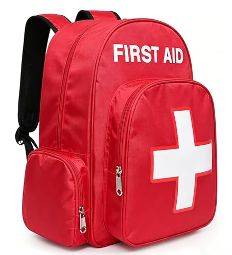 Gatycallaty First Aid Bag Empty Backpack Emergency Bags First Responder Trauma Treatment with 13 Pockets for Outdoor Hiking Travel Field Trips Camping Road Trip Essentials (Red) - color: Red