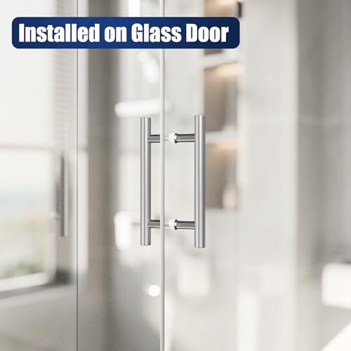 Ranbo 12" Door Pull Handle, 1.2mm 304 Stainless Steel, Brushed Nickel | 7-7/8" Hole Spacing, Fits 1/4"–3/4" Glass Doors and 1-3/8"–2-3/16" Wood Doors, for Shower, Barn and Storefront Door - size: 12 inches/0.98 inches Cross Section Diameter