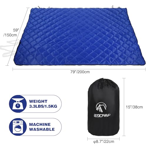 REDCAMP Large Camping Blanket with Sherpa Lining, Blue 79"x59" | Cold Weather Warm Thick Outdoor Blanket Comfy Foldable & Windproof for Camping Stadium,Car,Picnics,Pet,Trip,Machine Washable - color: 59"x 79" Blue