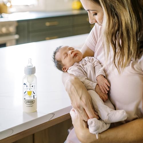 Dr. Brown's Natural Flow Anti-Colic Options+ Narrow Baby Bottle,Bear and Owl,8 oz/250 mL,with Level 1 Slow Flow Nipple,BPA Free,0m+,(Pack of 12) - color: Pink & Blue (Bear & Owl), size: 1 Count (Pack of 12)
