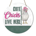 Farmhouse Hen Chicken Coop Sign for Home Room Front Porch Door Farm Fence Barn Yard Outdoor Hanging Decorations, Farmer Chicken Lover Gifts for Women Girl,Cute Chicks Live Here