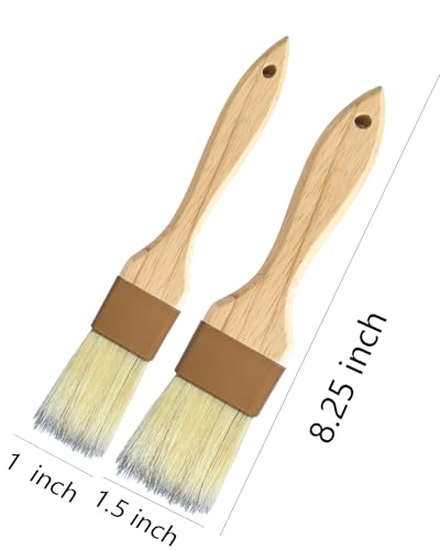 Pastry Basting Brush Natural Bristle - Food Grade Wooden Handle, Heat Resistant, Non-Shedding & Durable Kitchen Utensils for Cooking, Baking, Butter, BBQ, Oil Sauce & Egg Wash (1", 1.5", 3 Pack)