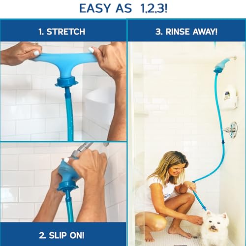Rinseroo Dog Spot Washer, 6ft Slip-On Shower Hose | Fits Showerheads Up to 4", Easy Pet Rinsing, Stress-Free Cleaning Without Full Bath, Shark Tank Product, Not for Tubs