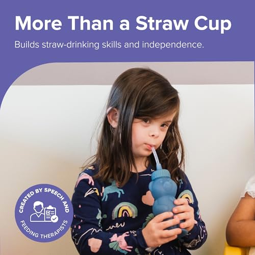 TalkTools Honey Bear Silicone Straw Cup, Dishwasher Safe Baby Drinking Bottle, Premium Food-Grade Material, Honeybear Sippy Cup for Ages 4+ Months, Kids and Toddlers (Single 8oz) (Ocean) - color: Ocean