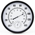10 Inch Large Indoor Outdoor Thermometer & Hygrometer - Waterproof Analog Wall Thermometer for Patio, Garden, Garage, Greenhouse - Decorative Dial, No Battery Needed, Black