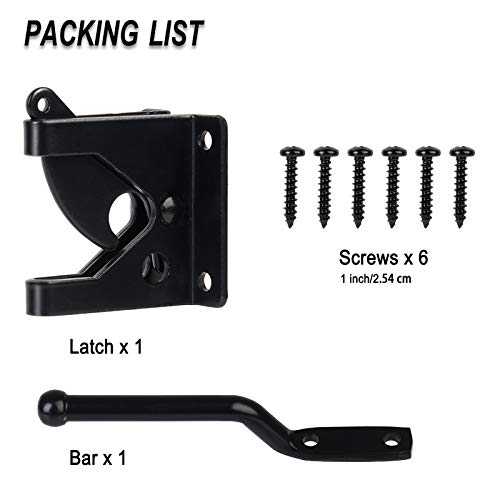 Self-Locking Gate Latch,Automatic Gravity Lever Latch for Wooden Fence Post Mount, Door Latch for Secure Pool,Garden,Shed,Black Powder Coated for Rust Resistance
