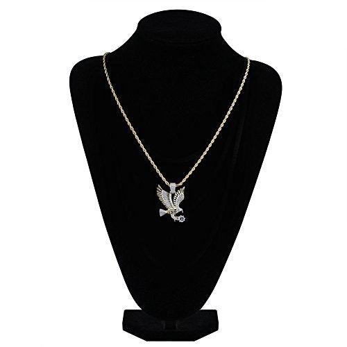 TOPGRILLZ Goat Chain Gold Necklace for Men Eagle Chain Rope Iced out Cubic Zirconia 14K Gold Plated Stainless Steel Necklace 24" Birthday Gifts - style: Gold