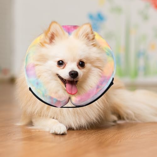 Dog Cone, Y-blue Dog Cone Collar Inflatable Puppy Neck Collar(Pink Blue, S) - color: Pink Blue, size: Small