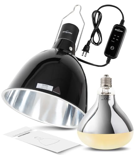 REPTI ZOO Lighting Combo Kit 160W Reptile Heat Lamp UVA UVB Bulbs for Reptiles and 8.5 Inch Reptile Light Fixture Dome Lamp Fixture Dome Light with Timer Tortoises/Snakes/Lizards/Bearded Dragons