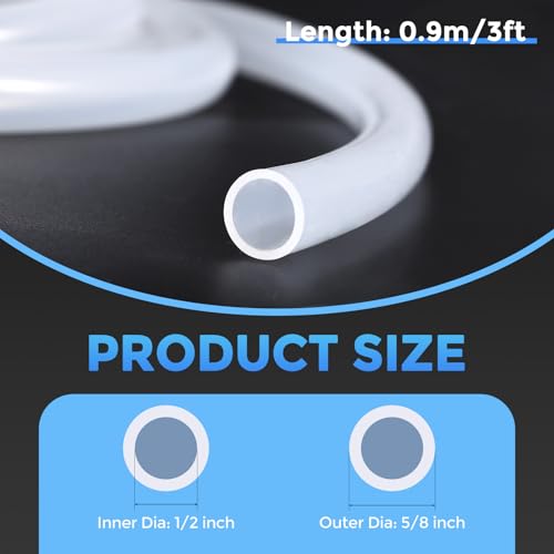 Silicone Tubing,1/2" ID x 5/8" OD Pure Silicon Tube High Temp Silicone Hose [for Home Brewing Wine Making, Beer Line, Aquaponics]-3 ft Length/Clear - size: 1/2" ID x 5/8" OD, style: 3 Feet