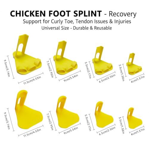 8 PCS Chicken Leg Splint & Adjustable Poultry Leg Brace with Toe Separator, Veterinary-Grade Splint Clamp, Treats Broken Feet, Curled Toes, Bumblefoot, Osteoarthritis in All Growth Stages