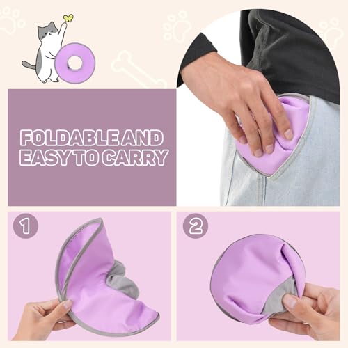 Avont Lightweight Waterproof Foldable Cone, Soft E-Collar - S Purple | Neck up to 10.6", Width 3". Foldable soft cone for cats & small dogs, stops licking, waterproof, easy clean - color: Purple, size: S