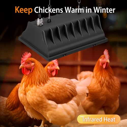 Heat Lamp for Chickens, 250W Chicken Heat Lamp, Brooder Heater for Chicks, Hanging Light Heated Adjustable Temp & Height, with Anti-Fall Aluminum Alloy Lamp Shade, for Chick, Ducks, Poultry (black) - color: black