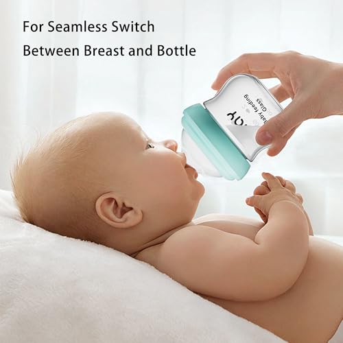 yanyoyo Natural Glass Baby Bottle for Breastfeeding Babies, 5.4oz Anti-Colic Baby Bottle with Natural Response Nipple(S), Clear, Wide Neck, 4 Pack, 1 Months+ - color: Yellow, size: 5.4 Ounce (Pack of 4)
