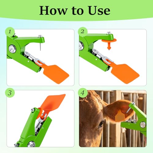 Livestock Ear Tag Pliers Universal Livestock Ear Tag Puncher Tagger Ear Tag Applicator for Livestock Cattle Cow Pig Sheep Goat (Green)