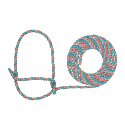 Weaver Livestock Braided Poly Rope Cattle Halter, Adjustable, Modern Style Cow Calf Halter, Livestock Handling Equipment for Showing, Coral/Gray/Teal