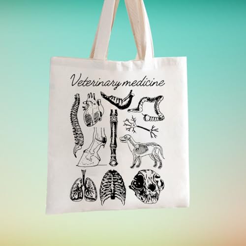 TSOTMO Veterinary Medicine Anatomy Tote Bag Future Vet Shopping Bag Vet Student Graduation Gift for Sister