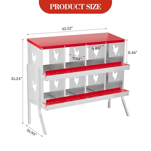 Nesting Boxes for Chickens, 6/8/10-Hole Galvanized Steel Chicken Nesting Boxes for Laying Eggs with Egg Rollaway System to Protect Eggs, Easy Egg Collection, for Chicken Coop Backyard Farm
