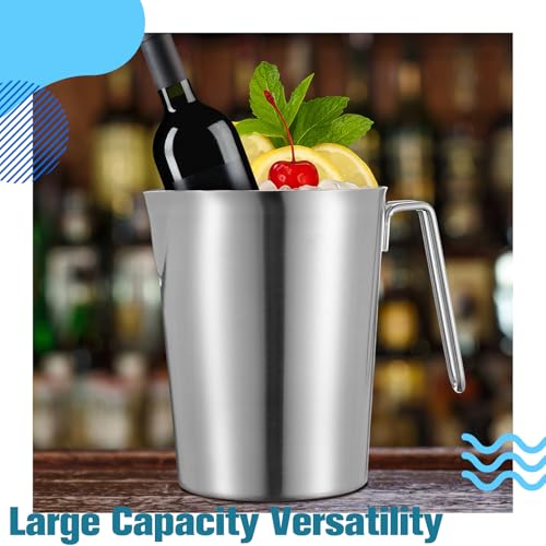 3 Pcs 70 oz Stainless Steel Pitcher with Lid (8 Cup, 2000 ML) | Metal Measuring Cup, Large Mouth Graduated Beakers with Handle, Milk Frothing Jug for Espresso, Latte Art, Hot/cold Water - size: 70 oz(8 Cup, 2000 ML)