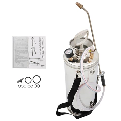 2-Gallon Stainless Steel Sprayer with 20-Inch Nozzle and 3-Foot Hose 8-Liter Large-Capacity Agricultural Spraying Equipment Garden and Lawn Spraye
