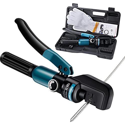 Hydraulic Crimping Tool for 1/8"-3/16" Cable Railing Kits, 10-Ton Crimper | 9 Hardened Dies, One-Hand Use, Hydraulic Crimper for Cable Railing Hardware, Wire & Battery Cable Crimping 12-2/0 AWG DC03 - color: Black