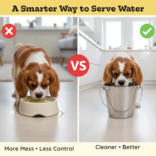 2 quart Heavy Duty Stainless Steel Round Bucket with Handle | 0.5 gal Sturdy Food & Water Bowl for Small Birds Dog Cat & Livestock | Fits kennel Crate Cage Farm | Hanging Utility Pet Pail - size: 2 Quarts