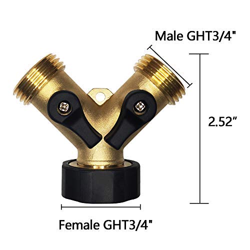 2-Way Garden Hose Splitter - 3/4" Female & 2 Male, 2 Pcs - size: 3/4" BL
