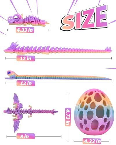 5 Pcs，12" 3D Printed Rainbow Dragon Eggs,Dinosaur Egg,Crystal Dragon Toys,Snake Eggs, Animals,Fidget Toy,Desk Executive Toy，Easter Eggs Basket Stuffers,Toys for Boys Kids Teen 5-7 4-6 8-12 - color: Oo-04