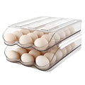 MesRosa Egg Holder for Fridge, Automatic Rolling Container Storage 36 Eggs | Clear Large Capacity Egg Organizer for Refrigerator with Lid, Stackable Dispenser, Tray & Bin, Saving Space -2 Layer - size: 2 Layers Holder 36 Eggs