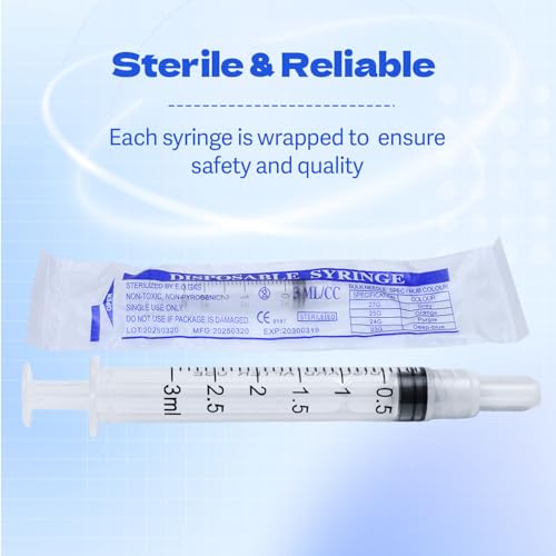 3ml Syringes Without Needles, 3cc Luer Lock Syringe - Disposable Individually Wrapped(30 Pack) - size: 3ml