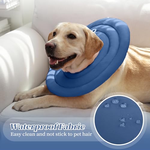 IDOMIK Dog Recovery Collar, Waterproof Soft Dog Cone After Surgery | Comfy Protective Elizabethan Collar Alternative for Dogs Cats, Adjustable Pet Neck Donut Cone Anti-Licking Wounds,Navy,M - color: Navy Blue, size: M