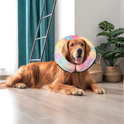 Dog Neck Collar Recovery E-Collar Alternative, Dog Donut Collar After Surgery for Dogs and Cats(Pink Blue, XL) - color: Pink Blue, size: X-Large
