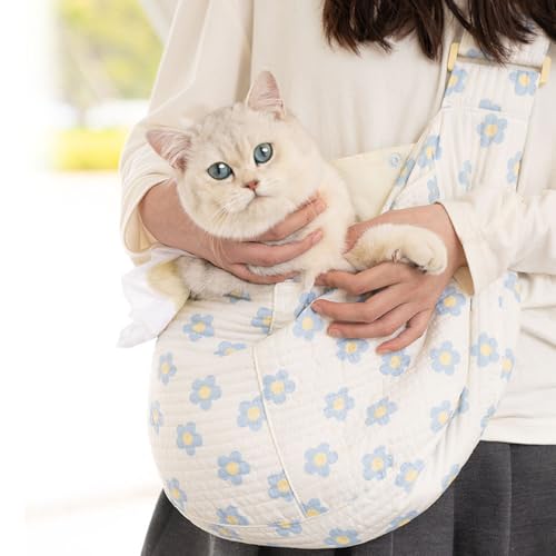 Flower Pet Sling Carrier for Small Dogs,Breathable Small Dog Carrier Sling,Puppy Carrier for Small Dogs and Cats,Dog Slings for Small Dogs (Pink, Medium)