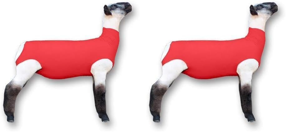 Show Pro Red Spandex Lamb Tube for Show Sheep & Lamb - Show Livestock Supplies: Sheep Covers & Blankets (Large) (Pack of 2) - size: Large (Pack of 2)