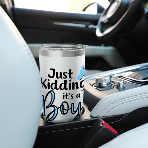 Just Kidding It's a Boy Pink Gender Reveal Party Supplies Stainless Steel Insulated Tumbler