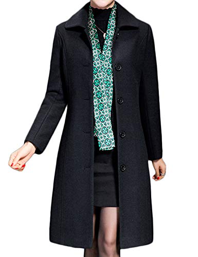 Jenkoon Women's Wool Trench Coat Winter Long Thick Overcoat Walker Coats - color: Black, size: X-Small