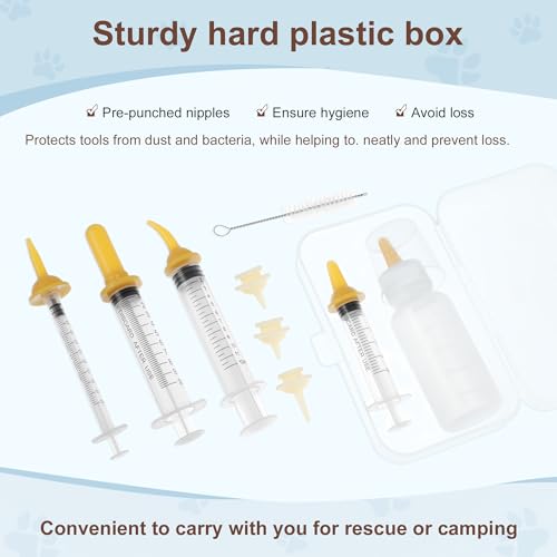 Kitten Bottle Feeding Kit, Pet Nursing Kit, Yellow, 1 Set | Easy-to-Use Kitten Feeding Set, Complete Care Solution for Feeding, Kitten Bottle Feeding Set with Nursing Nipples - color: Yellow
