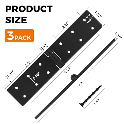 Fence Hinges for Outdoor Wood Gates Heavy Duty,270°Solid Folding Butt Hinges, Rust-Resistant (3 Pack) - size: Hinges Heavy Duty 3Pcs