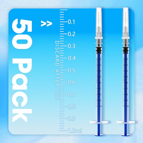 1mL/cc Disposable Luer Slip Syringe 27G 1/2 inch for Lab Use, Individually Wrapped, Pack of 50 - style: 1ml-27G-0.5" (Luer Slip)
