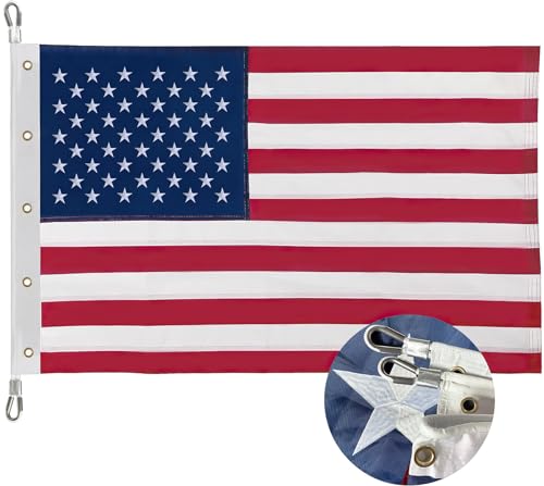 American Flag for Outside 12x18 ft, Embroidered Stars, Sewn Stripes, Brass Grommets Outdoor USA Flag Super Tough Tearproof Spun Polyester US Flag, Giant High Wind United States Flags - size: 12x18 Ft Brass Grommets