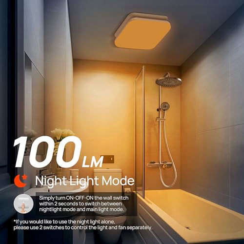 Consciot 50 CFM Bathroom Exhaust Fan with Light, Super Quiet 1.0 Sone, Suitable for mounting Hole 7.68 x 7.36 inches, 1000lm LED Light 5CCT Selectable & Nightlight, Bathroom Vent Fan for Ceiling - style: 50 CFM