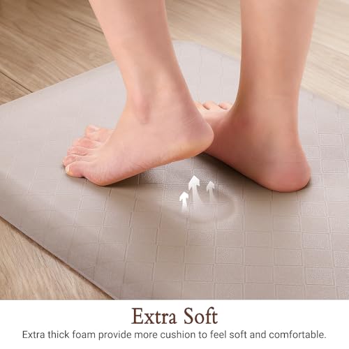 HappyTrends Kitchen Floor Mat - 4/5 Inch Thick Anti-Fatigue Kitchen Rug | Waterproof Non-Slip Kitchen Mats and Rugs Heavy Duty Ergonomic Comfort Rug for Kitchen,Office,Sink,Laundry