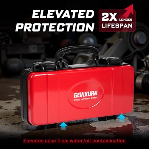 Geinxurn 3 Pieces Metal 11 Inches Steel Tool Organizer Portable Toolbox Red, Black and Yellow, Durable ABS Tool Storage with Plastic Handle and Double-Buckles - color: 3PCS